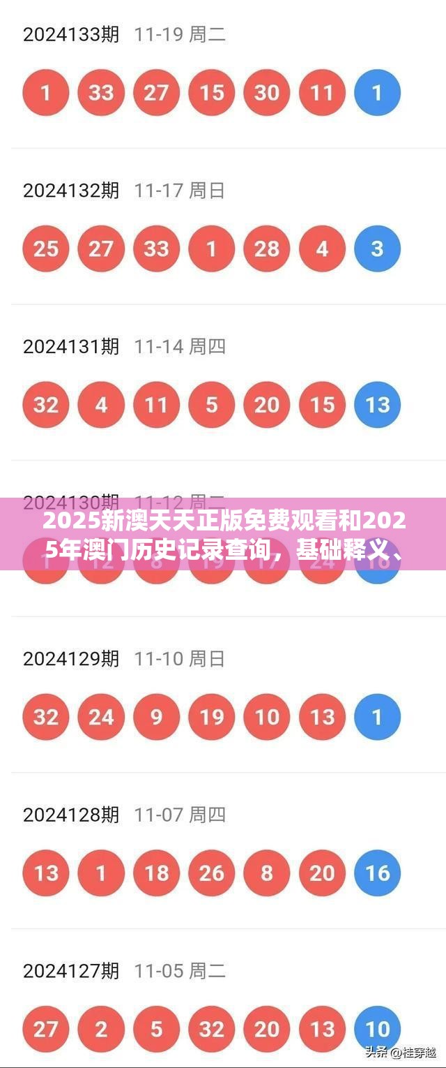 2025新澳天天正版免费观看和2025年澳门历史记录查询，基础释义、专家解析解释与落实?杜绝虚假诱导词